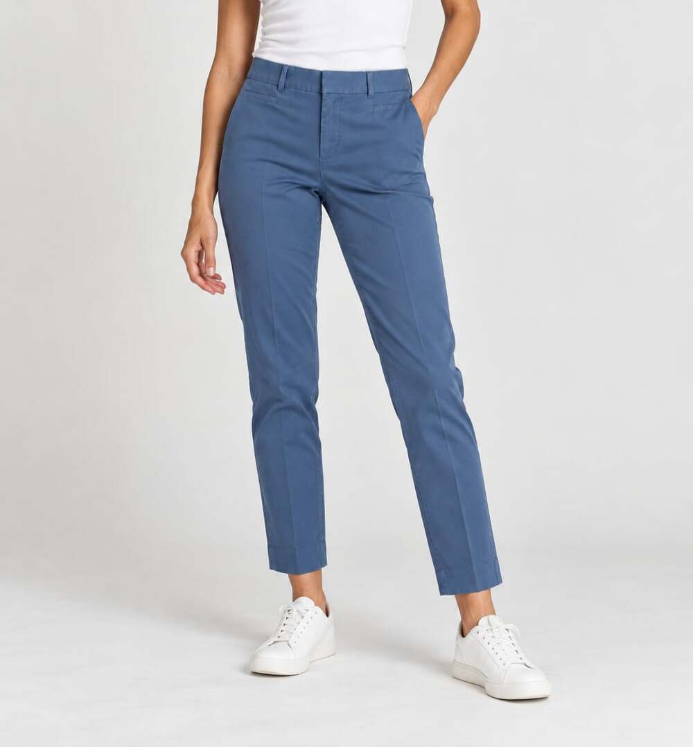 Banana Republic Sloan Women's Blue Slim Fit Ankle Length Trousers Chino Pants